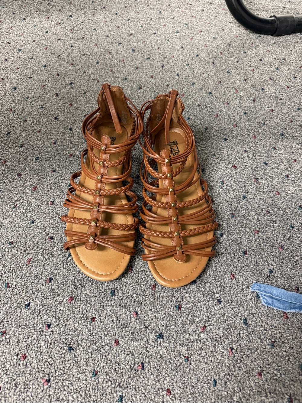 Brash Tan Braided Multi-Strap Gladiator Sandals